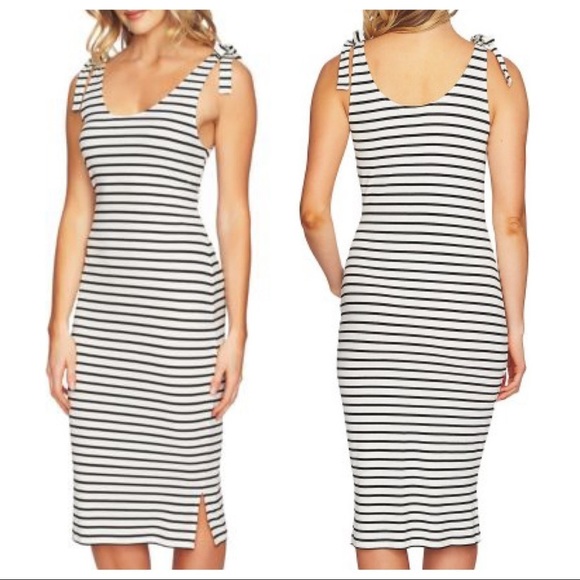 CeCe Dresses & Skirts - CeCe Tie Rib Knit Stripe Dress